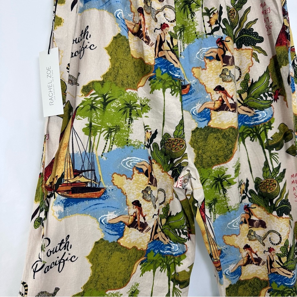 Rachel Zoe Cream Tropical Print Wide Leg Pants - Picture 3 of 10
